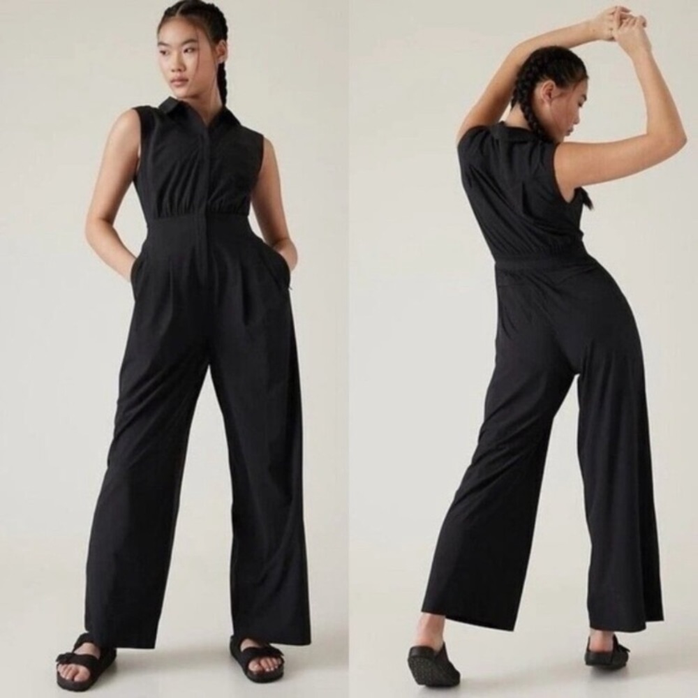 Athleta Brooklyn Black Utility Wide-Leg Jumpsuit